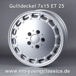 4 pcs Gullideckel manholecover rims 7x15 ET 25 for Mercedes W126, W116, W115, W114, W123, W124, W108, W201, R107