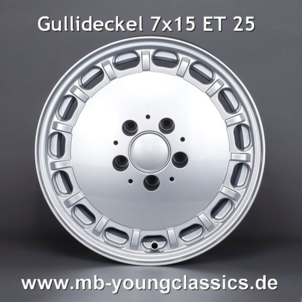 4 pcs Gullideckel manholecover rims 7x15 ET 25 for Mercedes W126, W116, W115, W114, W123, W124, W108, W201, R107 - Image 2