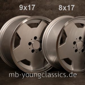 maxilite Alufelge Gullideckel 8×16 ET34 silber glanzgedreht TÜV Mercedes  W201 190E, W124, W129, W202, W203, W208, W210, W170 