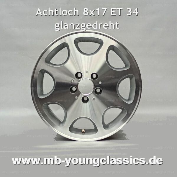 4 pcs eight-hole 8-hole rims 8x17 ET 34 diamond cut for Mercedes W124 W140 W201 R129 W202 - W212 - Image 2