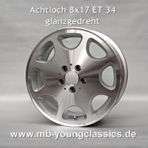 4 pcs eight-hole 8-hole rims 8x17 ET 34 diamond cut for Mercedes W124 W140 W201 R129 W202 - W212