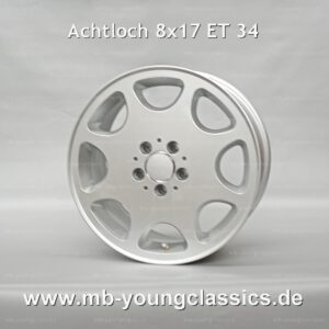 4 pcs silver eight-hole 8-hole rims 8×17 ET 34 for Mercedes W124 W140 W201 R129 W202 – W212