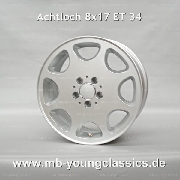 4 pcs silver eight-hole 8-hole rims 8×17 ET 34 for Mercedes W124 W140 W201 R129 W202 – W212