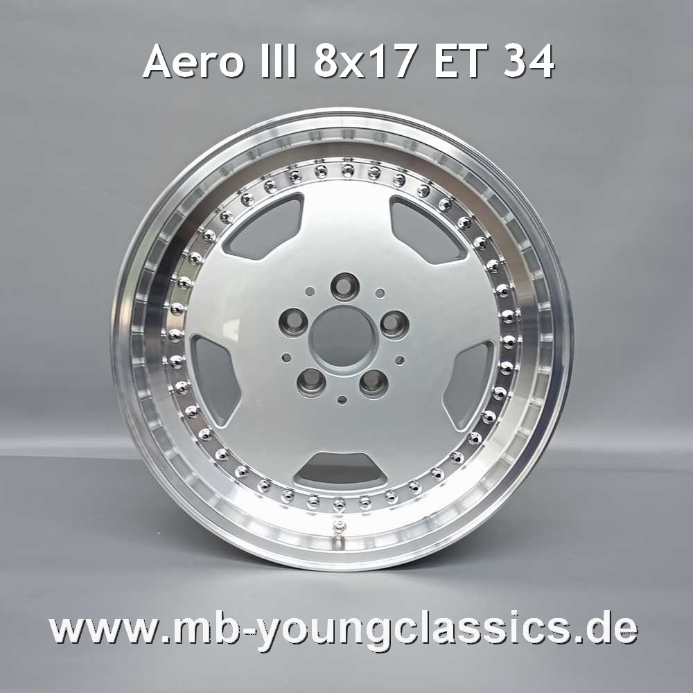 4 pcs Aero III 8x17 ET 34 diamond cut Monoblock for Mercedes AMG W124 W140 W201 R129 W202 - W212 series - Image 2