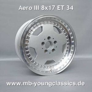 4 pcs Aero III 8x17 ET 34 diamond cut Monoblock for Mercedes AMG W124 W140 W201 R129 W202 - W212 series